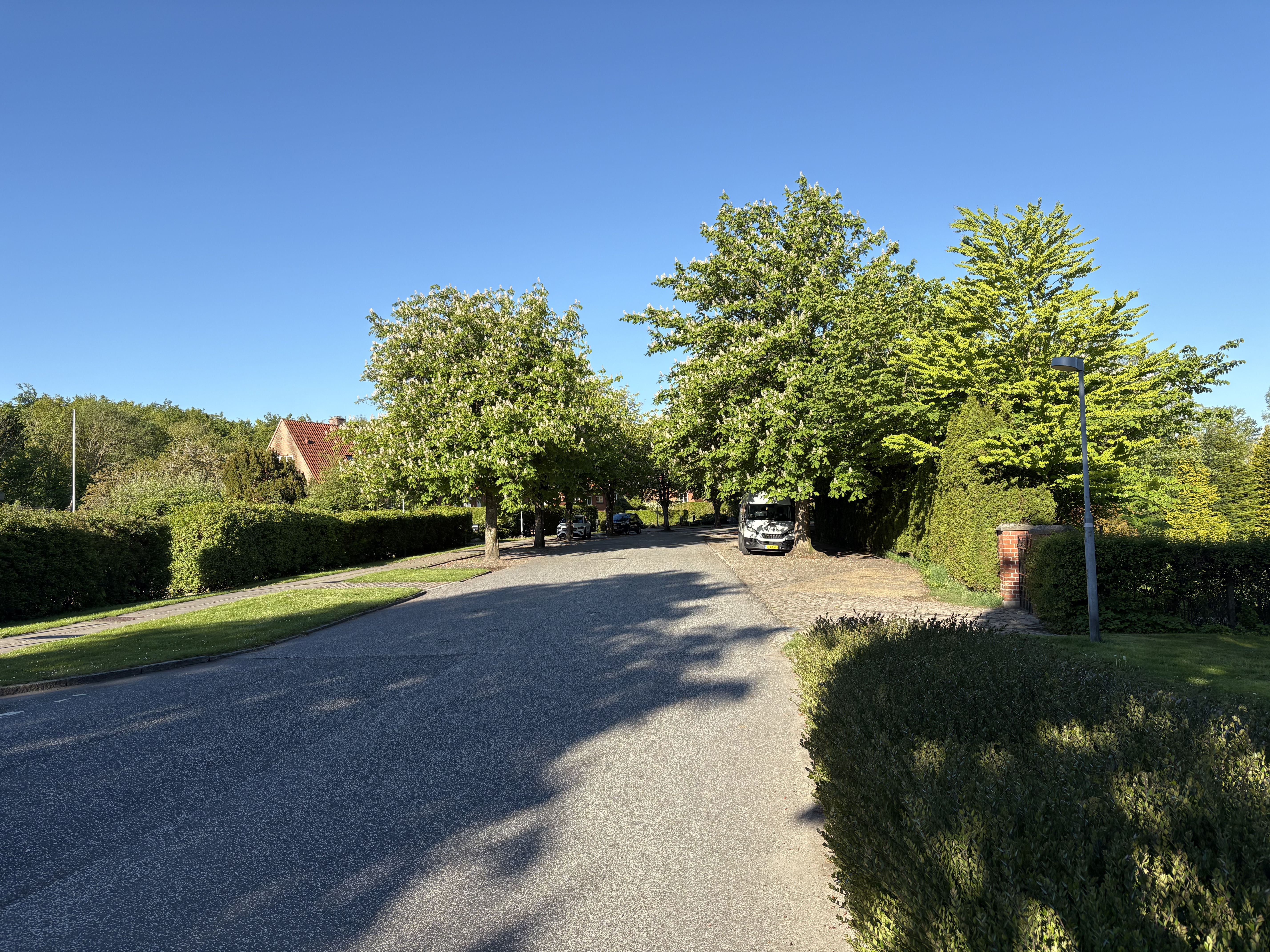 Adlerhusvej Et godt eksempel. Selv om vejen ikke har cykelsti så er har rart at kører. Bilerne kører typisk, men ikke altid, langsomt.
